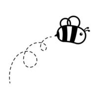 cartoon cute little bee flying on the dotted line to find sweet honey vector