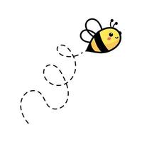 cartoon cute little bee flying on the dotted line to find sweet honey vector