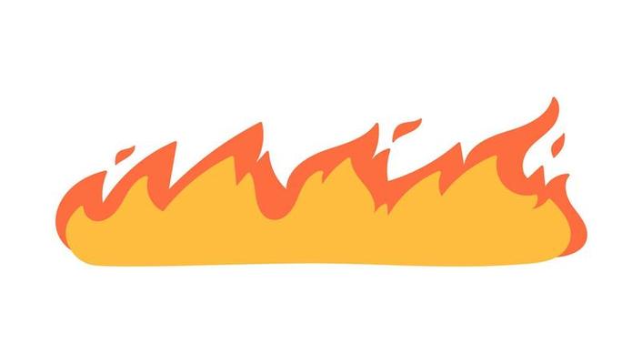 Cartoon fire effect. A yellow bonfire burns to heat.
