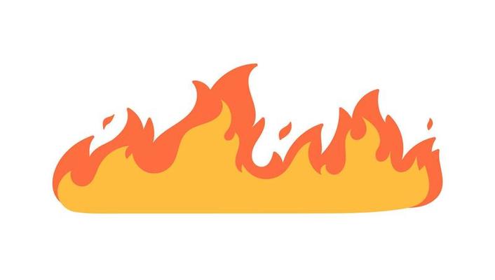 Cartoon fire effect. A yellow bonfire burns to heat.