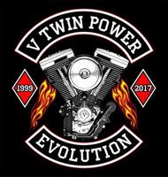 v twin engine and fire vector template