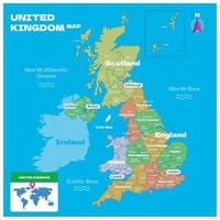 United Kingdom Full Map with City Names Concept vector