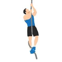 Man doing rope climbing exercise for sport and endurance vector