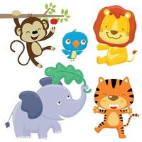 Vector set of funny animals cartoon in different activity