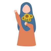 Muslim Girl with Flower Illustration vector