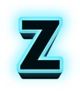 neon blå brev z png