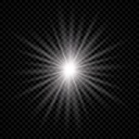 Light effect of lens flare. White glowing light explodes with starburst effects and sparkles on a background. Vector illustration