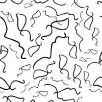 Seamless pattern with black sketch hand drawn squiggle shape on white background. Abstract grunge texture. Vector illustration