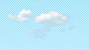 Isolated realistic cloud on blue background. Natural element for template decoration and mockup. Vector illustration