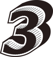 3d black and white color number png