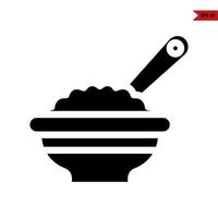 poridge in bowl with spoon glyph icon vector