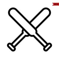 stick baseball  line icon vector