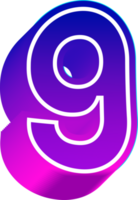 3d gradient color number png