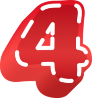 3d solido rosso numero png