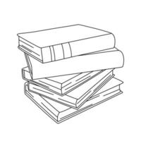 Vector line books stack. Outline illustration isolated on white. Book stack icon