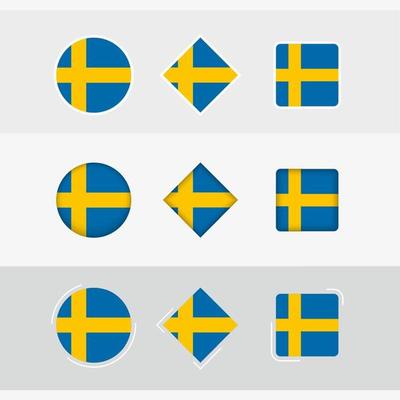 Sweden flag icons set, vector flag of Sweden.