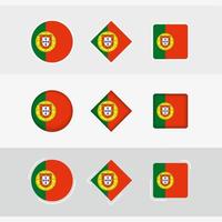 Portugal flag icons set, vector flag of Portugal.