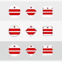 District of Columbia flag icons set, vector flag of District of Columbia.