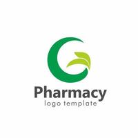 health logo design for hospital, clinic, pharmacy, or health products and business company, with green circle shape with light green center with g shape. vector