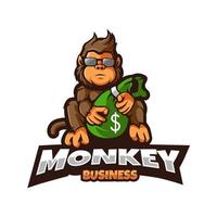 Monkey mascot logo design vector. Monkey with money bag vector