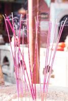 The incense stick or joss stick to pray the buddha, the Chinese temple at China photo