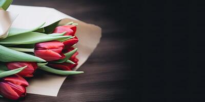 Flower setup on a solid background, with copy space, photo