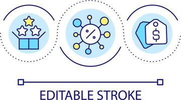 bonificaciones sistema lazo concepto icono. flexible descuento programa. motivación para clientes resumen idea Delgado línea ilustración. aislado contorno dibujo. editable carrera vector