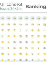 Banking and finance flat gradient color ui icons set. Credit card operations. Money and currency. Vector isolated RGB pictograms. GUI, UX design for web, mobile