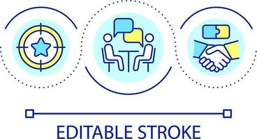 Successful negotiation loop concept icon. Partnership to achieve business goals. Bargain and sales abstract idea thin line illustration. Isolated outline drawing. Editable stroke vector