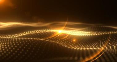 Abstract yellow orange glowing waves from particles and dots energy magical futuristic hi-tech, abstract background photo