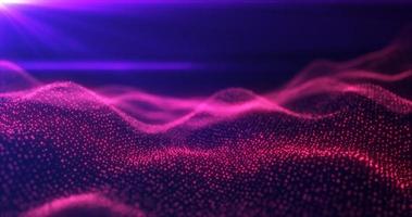 Abstract red energy waves from particles of futuristic hi-tech glowing background photo