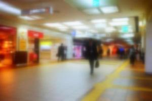 borroso negocio caminando en un compras centro comercial antecedentes. foto
