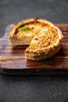 meat quiche savory pie stuffing meal food snack on the table copy space food background rustic top view photo