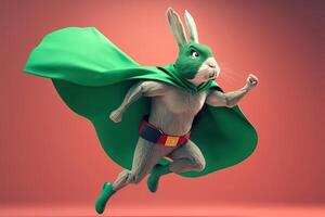 Super rabbit as superhero with cape background. Created photo