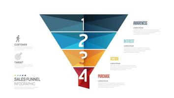 Infographic Sales funnel diagram template for business. Modern  Timeline 5 step level, digital marketing data, presentation vector infographics.