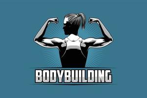 Female Bodybuilder Showing Arms and Back Muscles vector