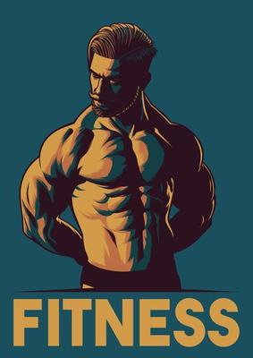 Bearded Bodybuilder Showing His Muscular Body