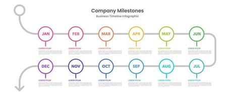 Infographic timeline project in 12 months. Vector illustration.