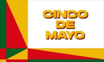 Cinco de mayo poster with red, yellow, green background. Vector illustration