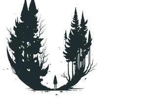 Vector illustration forest and copy space for your text