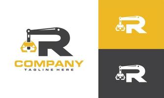 initial R crane drill logo vector