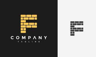 initials F brick logo vector