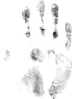 Print of hand or handprint of child with ink isolated on white background, Real Handmade Ink stamp photo