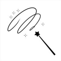 Magic wand with star. Wizard tool. Miracle symbols and Wizard stick. Fairytale rod vector