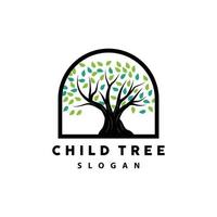 Tree Logo, Life Balance Education Vector, Luxurious Elegant Simple Tree Design, Playground Illustration Icon vector