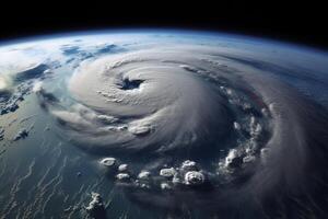 súper tifón, tropical tormenta, ciclón, huracán, tornado, terminado océano. clima antecedentes. tifón, tormenta, tormenta de viento, supertormenta, vendaval se mueve a el suelo. generativo ai. foto