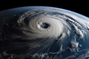 súper tifón, tropical tormenta, ciclón, huracán, tornado, terminado océano. clima antecedentes. tifón, tormenta, tormenta de viento, supertormenta, vendaval se mueve a el suelo. generativo ai. foto