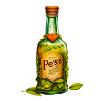 Olive oil green bottle with lid realistic mockup png