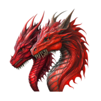 cabeza de enorme fabuloso rojo dragones ai generativo png