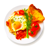 en bonne santé petit déjeuner avec Oeuf et Viande et pain gratuit illustration png